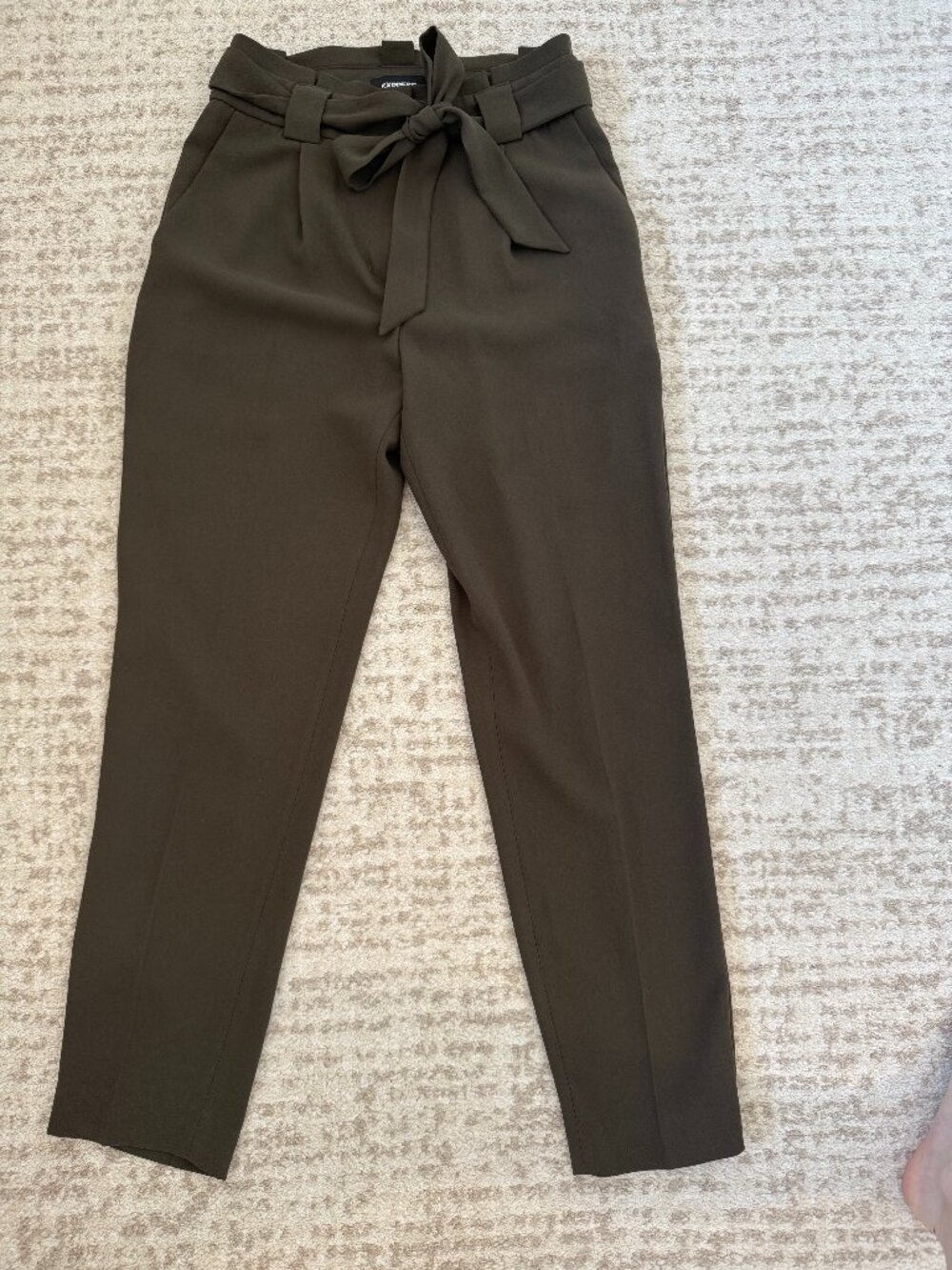 Express Belted Trousers in Olive Green